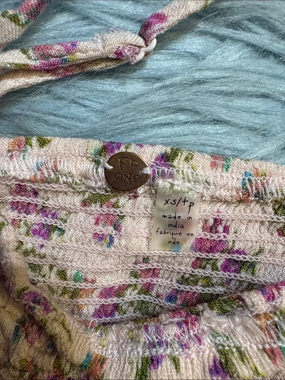 Free People One Floral Smocked Crop Tank sz XS